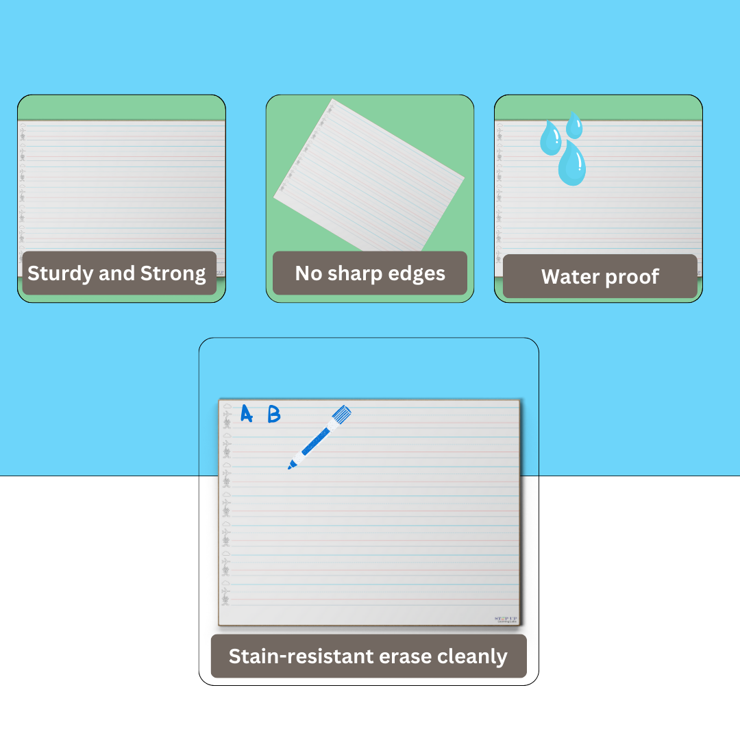 Kindergarten Lined Dry Erase Whiteboards 6 Pack