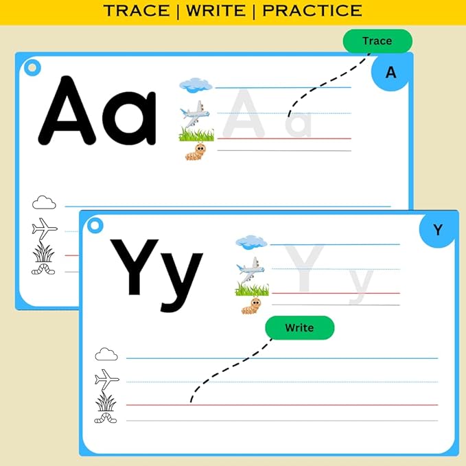 Dry Erase Alphabet Flash Cards with Dry Erase Marker Bundle